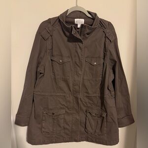 Market & Spruce Utility Jacket Brown sz 1X like new barn style jacket